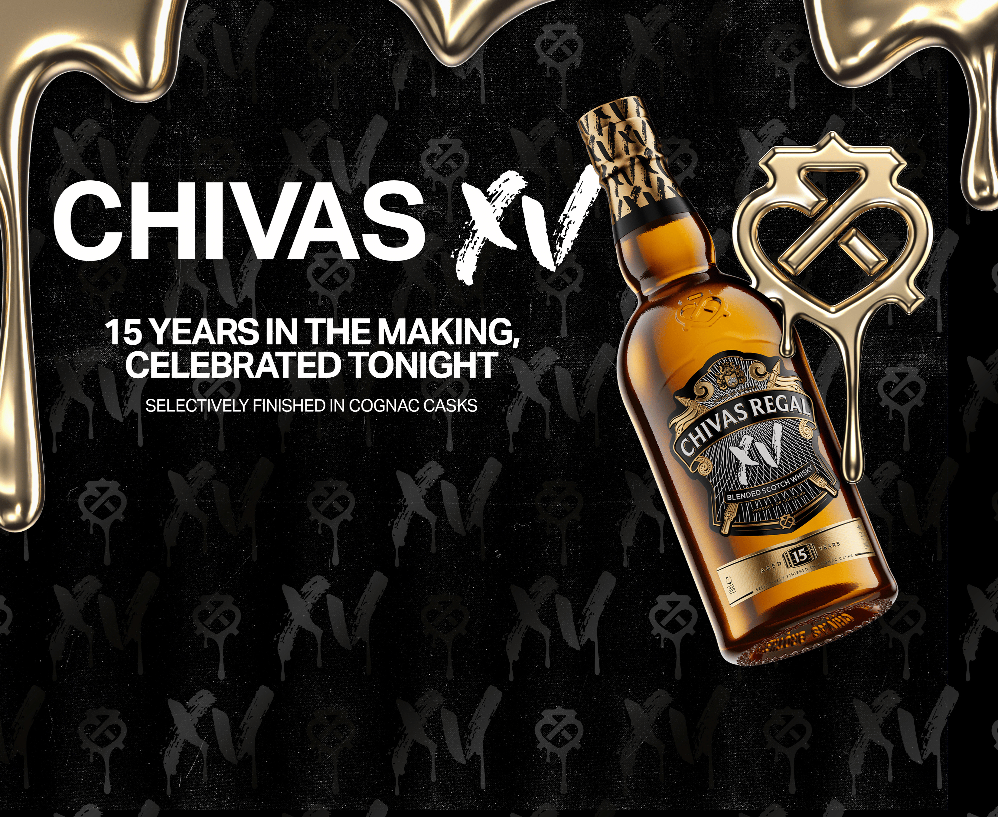 Chivas Regal XV Bottle Luckenbooth Gold