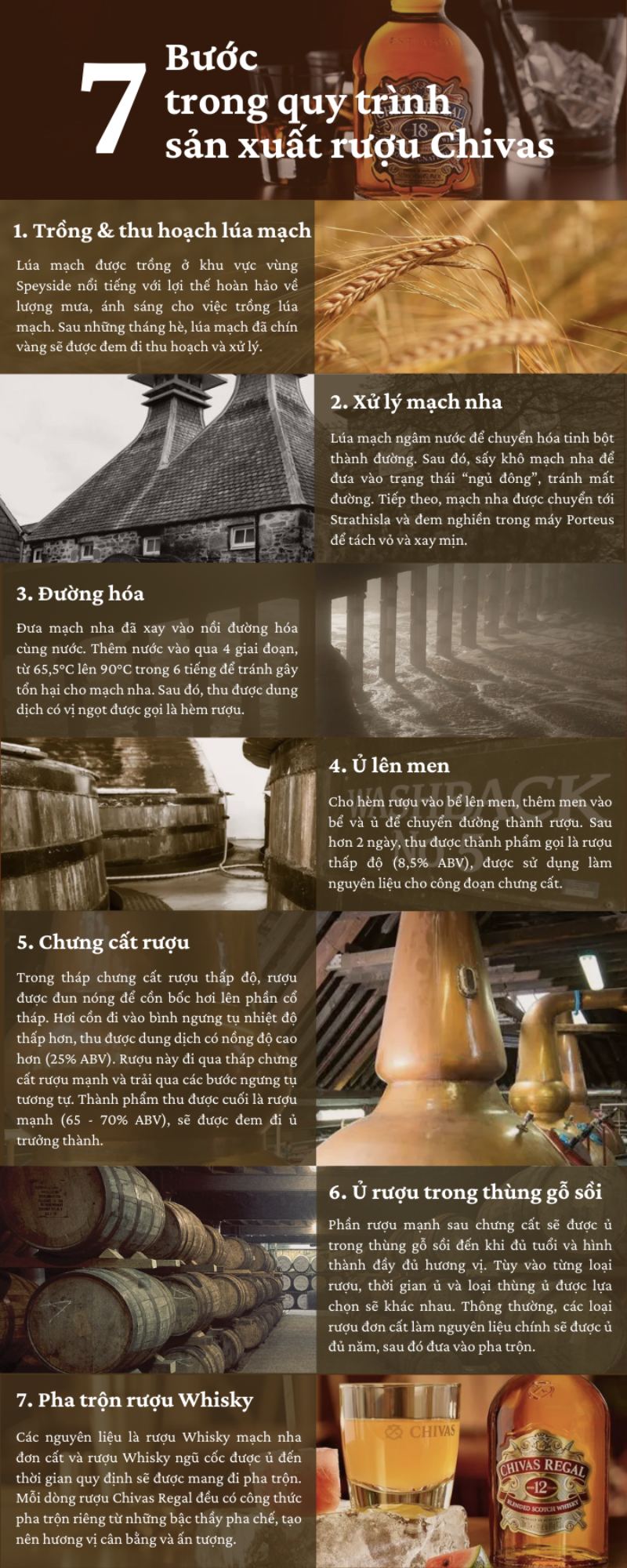 Quy trình 7 bước sản xuất rượu Chivas Regal.