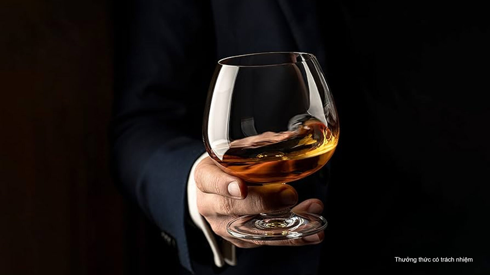 Cách cầm vào bầu ly rất phù hợp với ly Snifter.