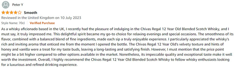 Đánh giá của người dùng về rượu Chivas 12.
