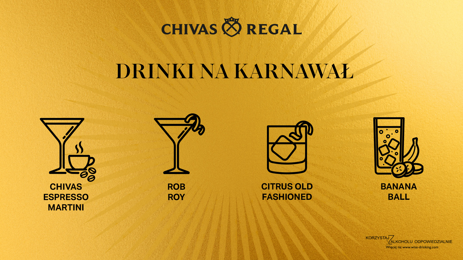 Drinki z whisky Chivas Regal na karnawał
